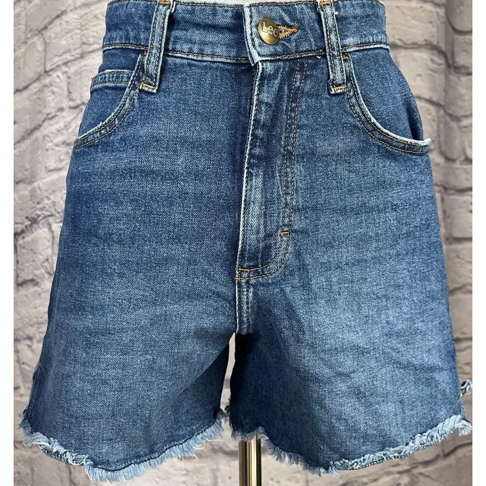 Vintage 90’s Lee High Waisted Jean Shorts with Cut-off Hem